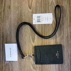 Coach Black Card Holder with Gold Clip